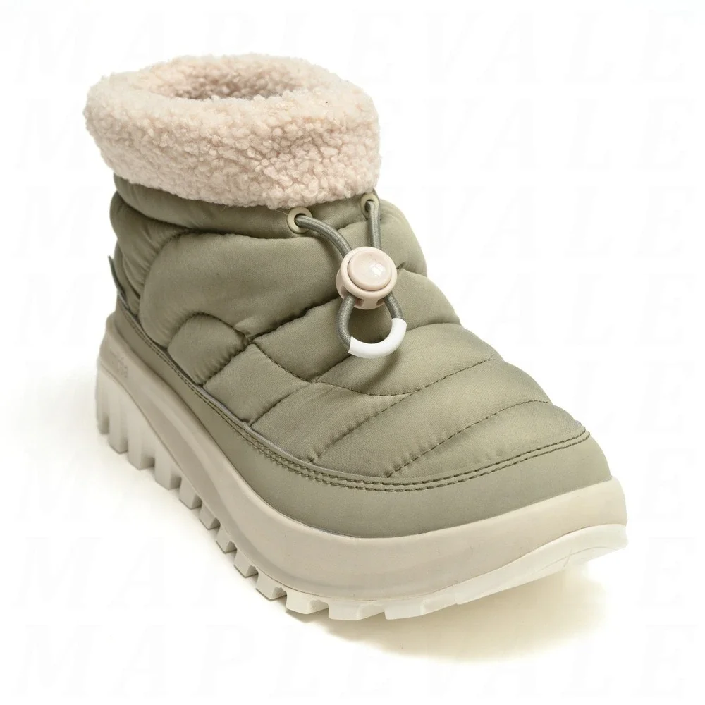 Columbia Snowtrot Shorty Snow Boots - Women's Sz 7 - Grey Green Fleece Lined NIB